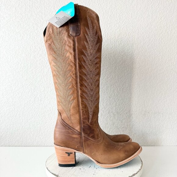 Lane JENTRY Knee High Womens Cowboy Boots 10 Brown Leather Western Cowgirl Tall - Picture 2 of 11